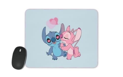  Stitch Angel Love Heart pink voor Mousepad