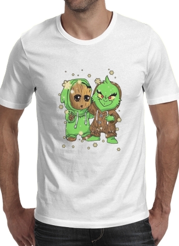  Baby Groot and Grinch Christmas voor Mannen T-Shirt