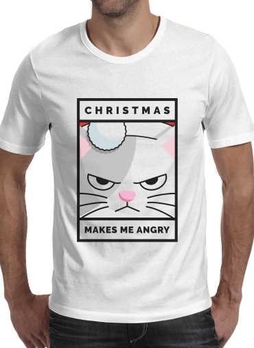  Christmas makes me Angry cat voor Mannen T-Shirt