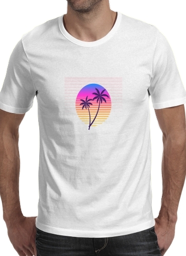  Classic retro 80s style tropical sunset voor Mannen T-Shirt