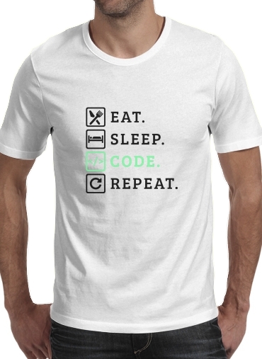  Eat Sleep Code Repeat voor Mannen T-Shirt