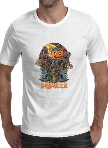  Halloween Pumpkin Crow Graveyard voor Mannen T-Shirt