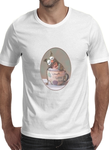  Painting Baby With Owl Cap in a Teacup voor Mannen T-Shirt