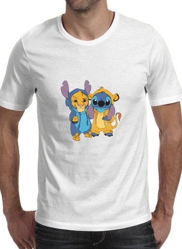  Simba X Stitch best friends voor Mannen T-Shirt