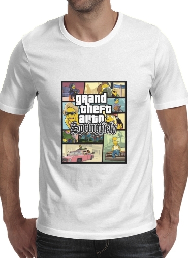  Simpsons Springfield Feat GTA voor Mannen T-Shirt