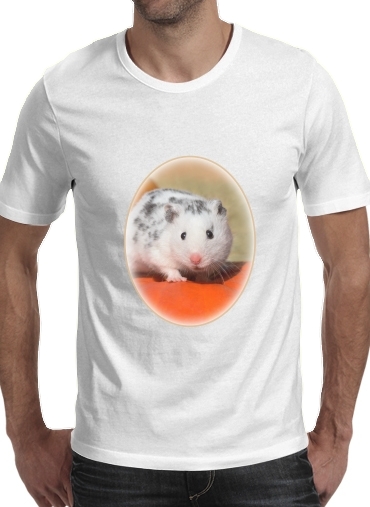  White Dalmatian Hamster with black spots  voor Mannen T-Shirt