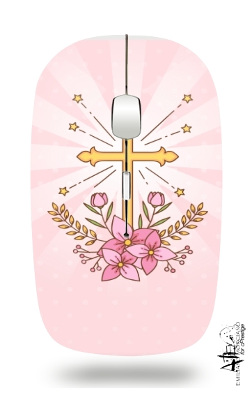  Communion cross with flowers girl voor Draadloze optische muis met USB-ontvanger