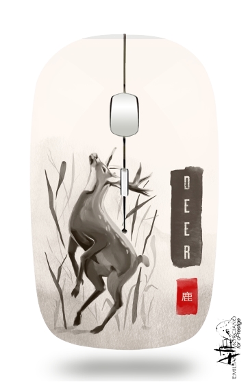  Deer Japan watercolor art voor Draadloze optische muis met USB-ontvanger