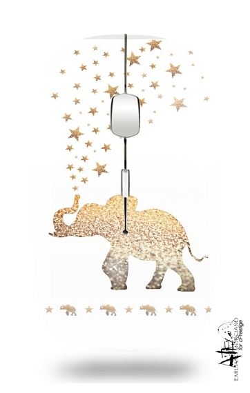  Gatsby Gold Glitter Elephant voor Draadloze optische muis met USB-ontvanger