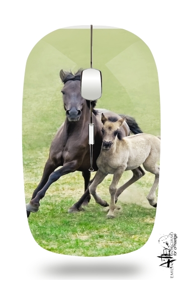  Horses, wild Duelmener ponies, mare and foal voor Draadloze optische muis met USB-ontvanger