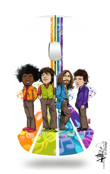 Music Legends: Lennon, Jagger, Dylan & Hendrix voor Draadloze optische muis met USB-ontvanger