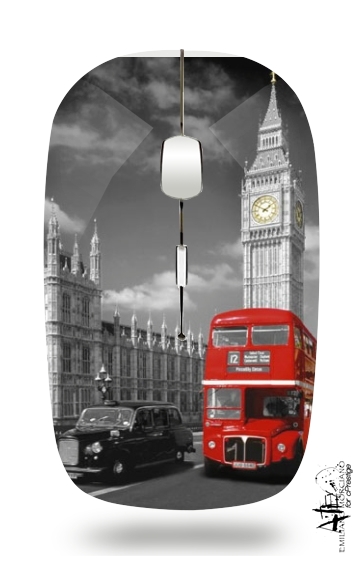  Red bus of London with Big Ben voor Draadloze optische muis met USB-ontvanger