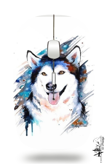   siberian husky watercolor voor Draadloze optische muis met USB-ontvanger