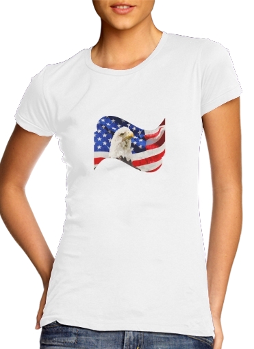  American Eagle and Flag voor Vrouwen T-shirt