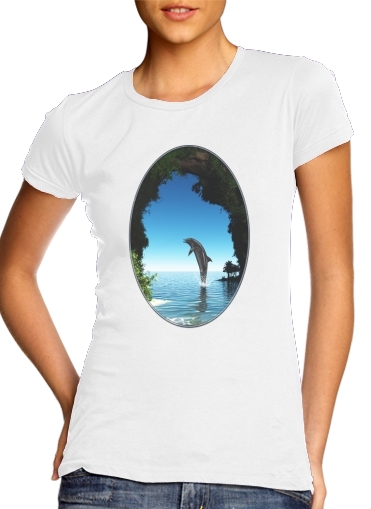  Dolphin in a hidden cave voor Vrouwen T-shirt