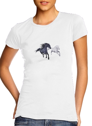  Horse freedom in the snow voor Vrouwen T-shirt