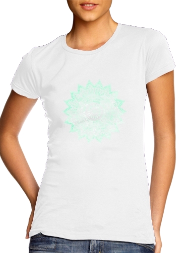  Mint Bohemian Flower Mandala voor Vrouwen T-shirt