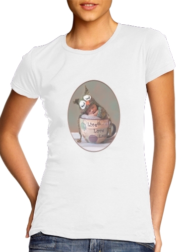  Painting Baby With Owl Cap in a Teacup voor Vrouwen T-shirt