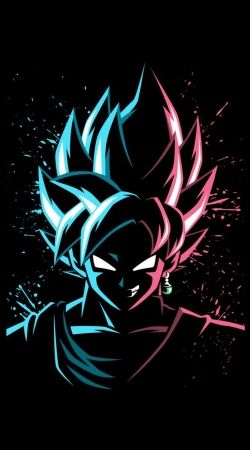 hoesje Black Goku Face Art Blue and pink hair