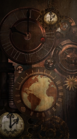 hoesje Brown steampunk clocks and gears