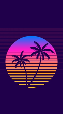 hoesje Classic retro 80s style tropical sunset