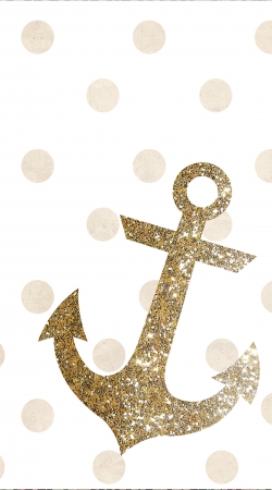 hoesje Glitter Anchor and dots in gold