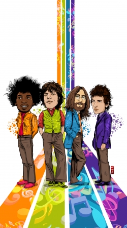 hoesje Music Legends: Lennon, Jagger, Dylan & Hendrix