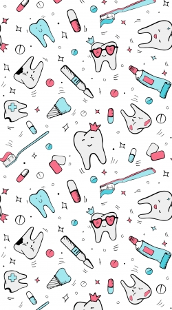 hoesje Seamless dental pattern with teeth toothpaste