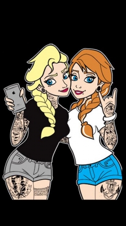 hoesje Sisters Selfie Tatoo Punk Elsa Anna