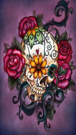 hoesje Skull Flowers Purple