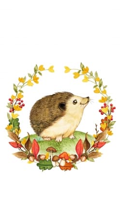 hoesje watercolor hedgehog in a fall woodland wreath
