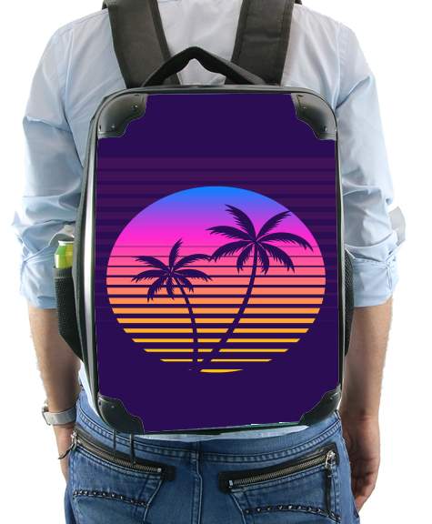  Classic retro 80s style tropical sunset voor Rugzak