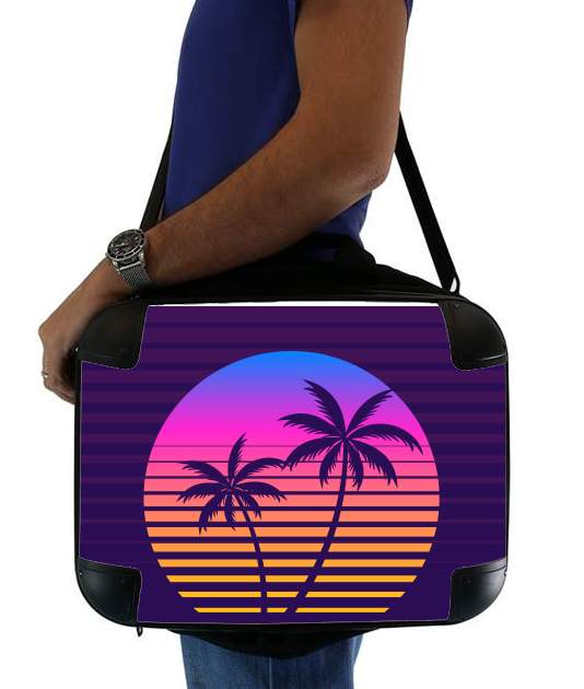  Classic retro 80s style tropical sunset voor Laptoptas