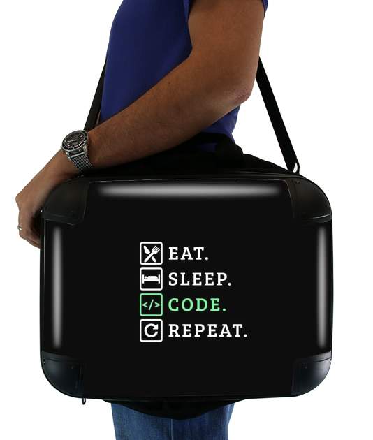  Eat Sleep Code Repeat voor Laptoptas