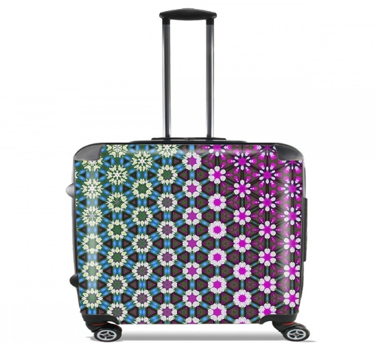  Abstract bright floral geometric pattern teal pink white voor Pilotenkoffer