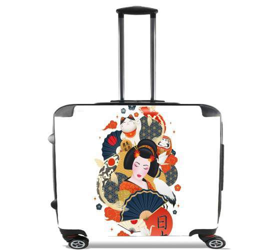  Japanese geisha surrounded with colorful carps voor Pilotenkoffer