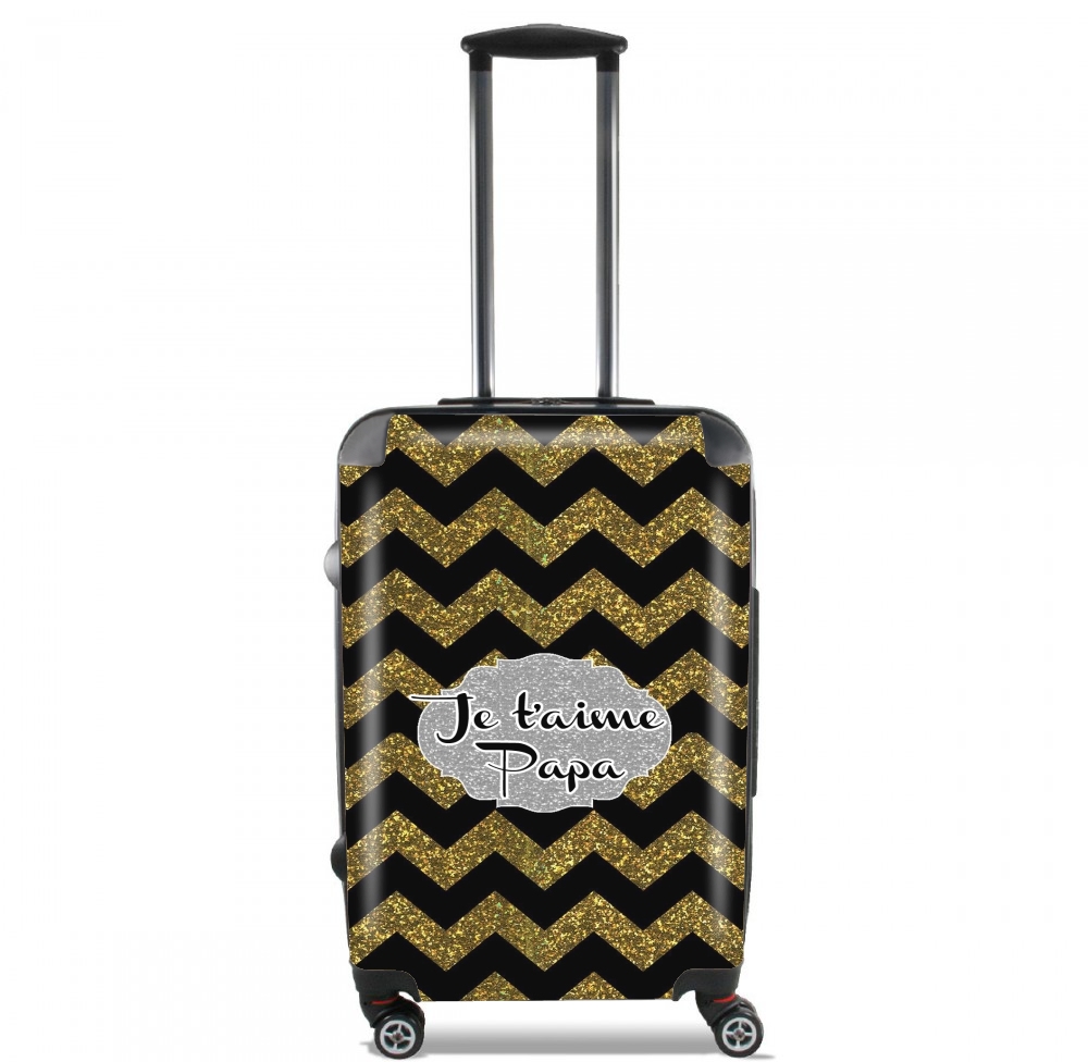  chevron gold and black - Je t'aime Papa voor Handbagage koffers