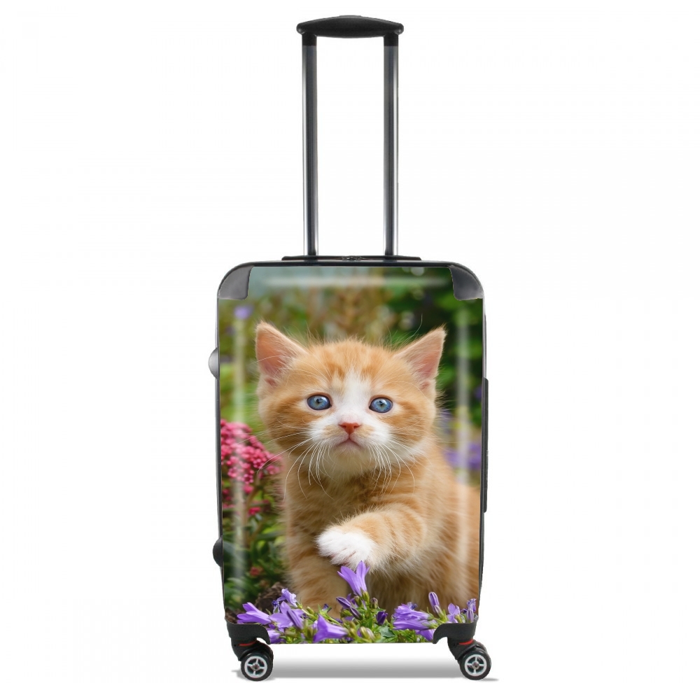  Cute ginger kitten in a flowery garden, lovely and enchanting cat voor Handbagage koffers
