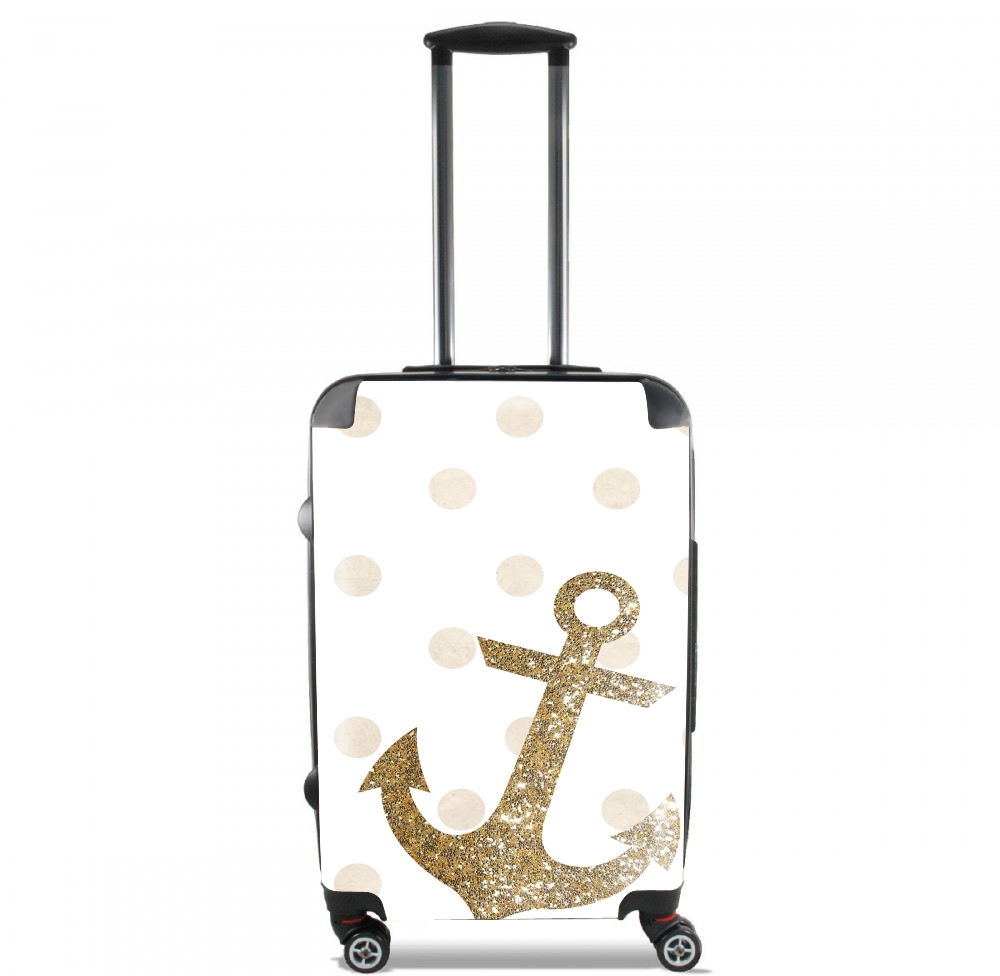  Glitter Anchor and dots in gold voor Handbagage koffers
