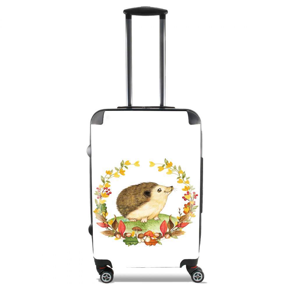  watercolor hedgehog in a fall woodland wreath voor Handbagage koffers